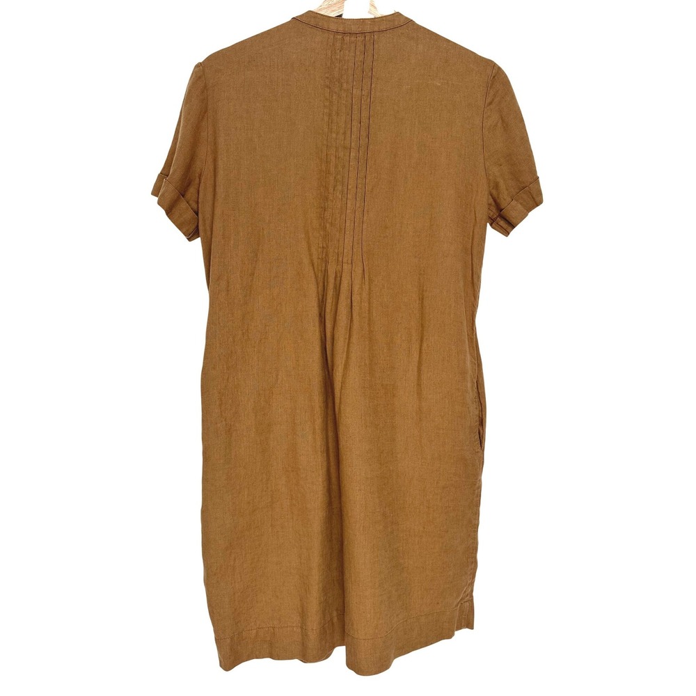 Quince 100% European Linen Pintuck‎ Mini Dress Brown Short Sleeve XS - Picture 5 of 11